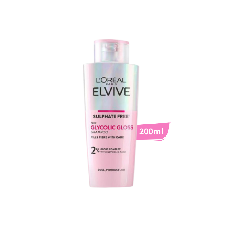 L'oreal Elvive Glycolic Gloss Sulphate Free Shampoo for Dull & Porous Hair 200ml