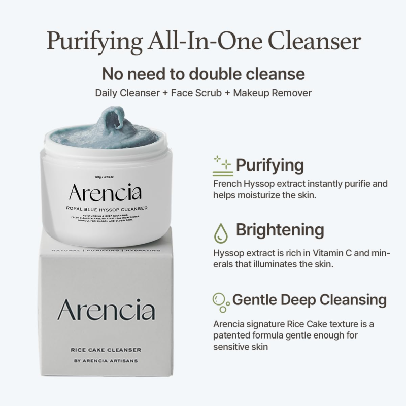 Arencia Fresh Blue Hyssop Rice Mochi Cleanser 120g